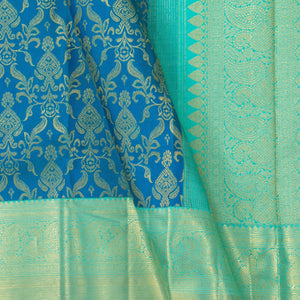 Blue And Cyan Kanchipuram Silk Saree For Bridal Wear PV NYC 1129 - Silk Sari - Panjavarnam PV NYC 1129