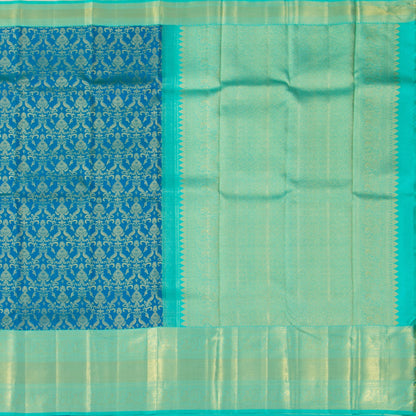 Blue And Cyan Kanchipuram Silk Saree For Bridal Wear PV NYC 1129 - Silk Sari - Panjavarnam PV NYC 1129