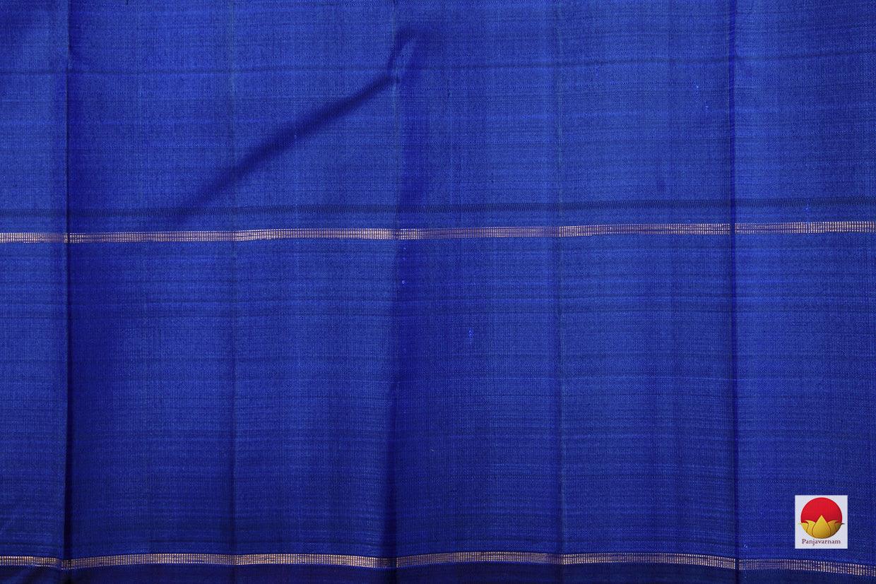 Blue And Green Dual Shade Kanchipuram Silk Saree With A Blue Rettail Pettu Border Handwoven Pure Silk Pure Zari For Festive Wear PV GTA 40 - Silk Sari - Panjavarnam