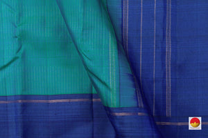 Blue And Green Dual Shade Kanchipuram Silk Saree With A Blue Rettail Pettu Border Handwoven Pure Silk Pure Zari For Festive Wear PV GTA 40 - Silk Sari - Panjavarnam PV GTA 40