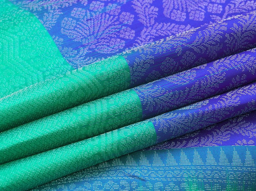 Blue And Green Handwoven Soft Silk Saree Pure Silk For Festive Wear PV RSP 117 - Silk Sari - Panjavarnam PV RSP 117