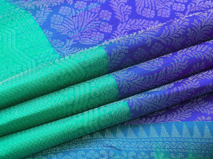 Blue And Green Handwoven Soft Silk Saree Pure Silk For Festive Wear PV RSP 117 - Silk Sari - Panjavarnam PV RSP 117