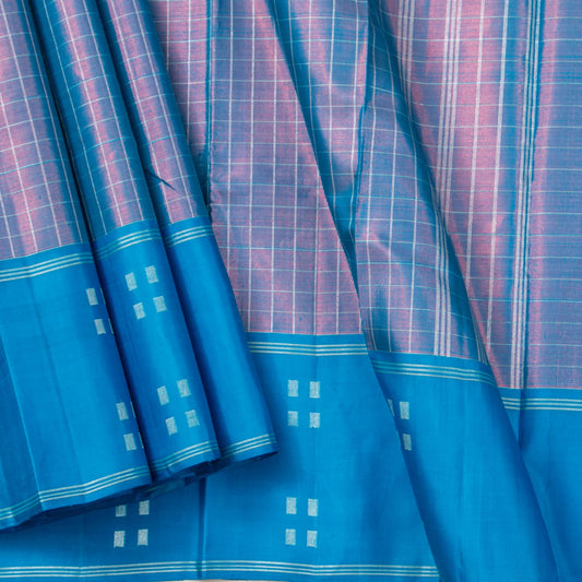 Blue And Magenta Dual Shade Kanchipuram Silk Saree For Wedding Wear PV NYC 1438 - - Panjavarnam PV NYC 1438