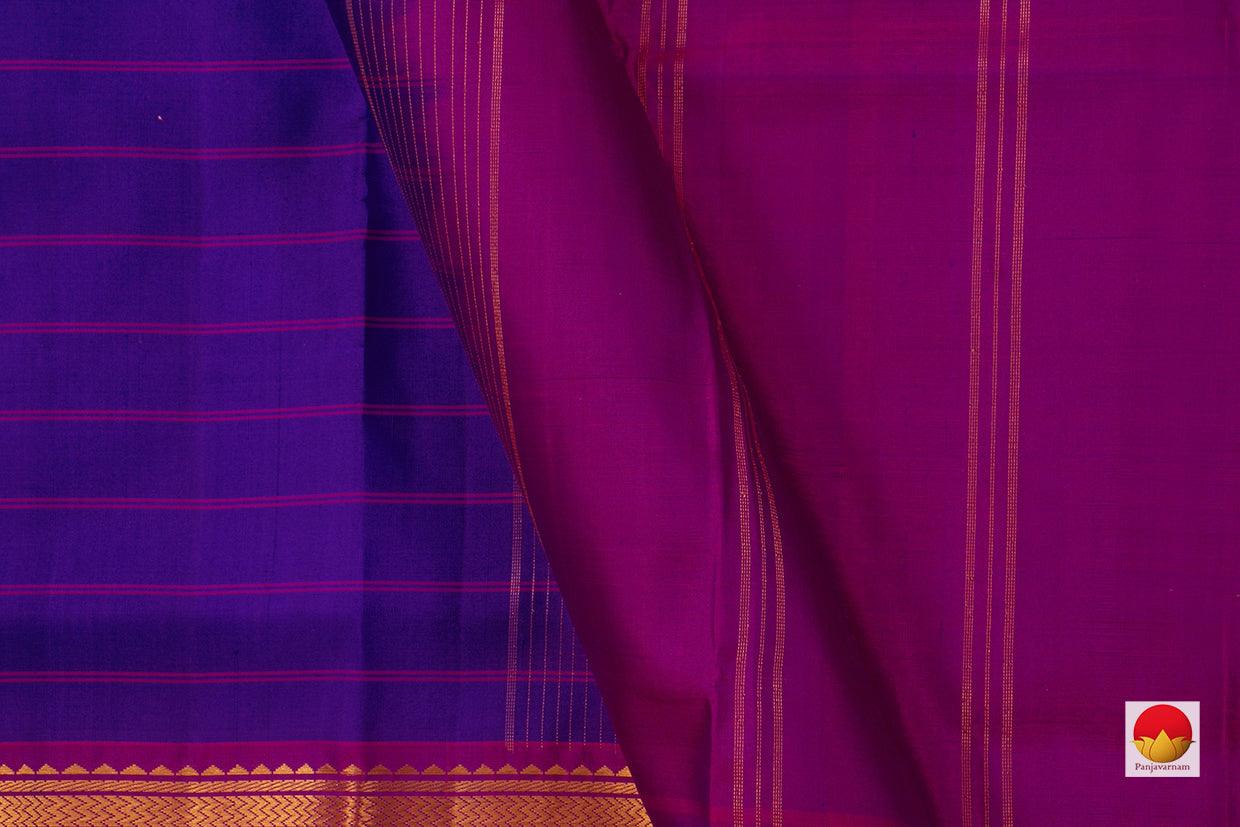 Blue And Magenta Kanchipuram Silk Saree Handwoven Pure Silk For Festive Wear PV KNN 127 - Silk Sari - Panjavarnam