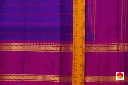 Blue And Magenta Kanchipuram Silk Saree Handwoven Pure Silk For Festive Wear PV KNN 127 - Silk Sari - Panjavarnam