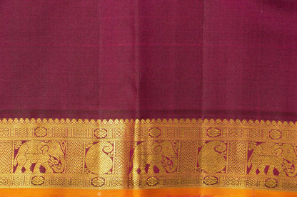 Blue And Magenta Kanchipuram Silk Saree With Medium Border Handwoven Pure Silk For Festive Wear PV J 560 - Silk Sari - Panjavarnam PV J 560