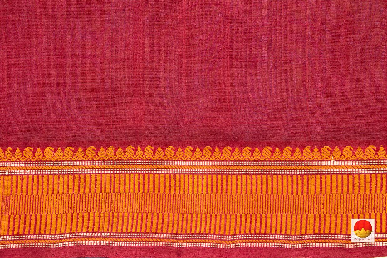 Blue And Maroon Kanchi Silk Cotton Saree With Silk Thread Work Handwoven For Office Wear PV KSC 1193 - Silk Cotton - Panjavarnam