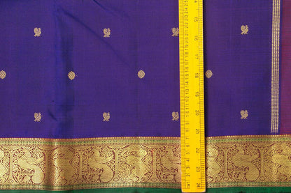 Blue And Maroon Kanchipuram Silk Saree With Small Border Handwoven Pure Silk For Wedding Wear PV NYC 1031 - Silk Sari - Panjavarnam PV NYC 1031