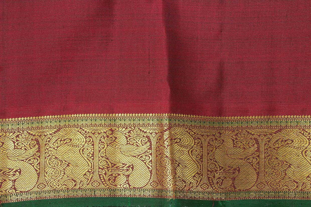 Blue And Maroon Kanchipuram Silk Saree With Small Border Handwoven Pure Silk For Wedding Wear PV NYC 1031 - Silk Sari - Panjavarnam PV NYC 1031