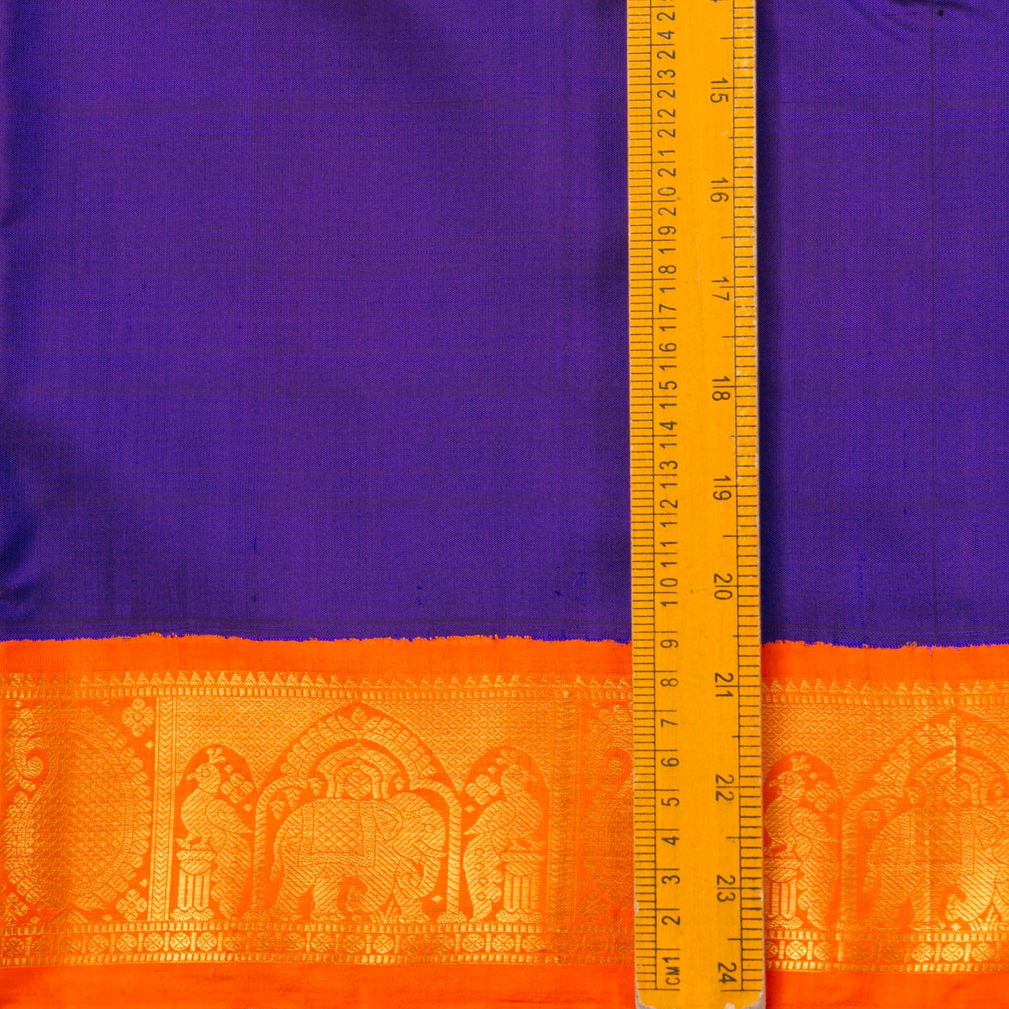 Blue And Orange Kanchipuram Silk Saree For Festive Wear PV NYC 1482 - Silk Sari - Panjavarnam PV NYC 1482