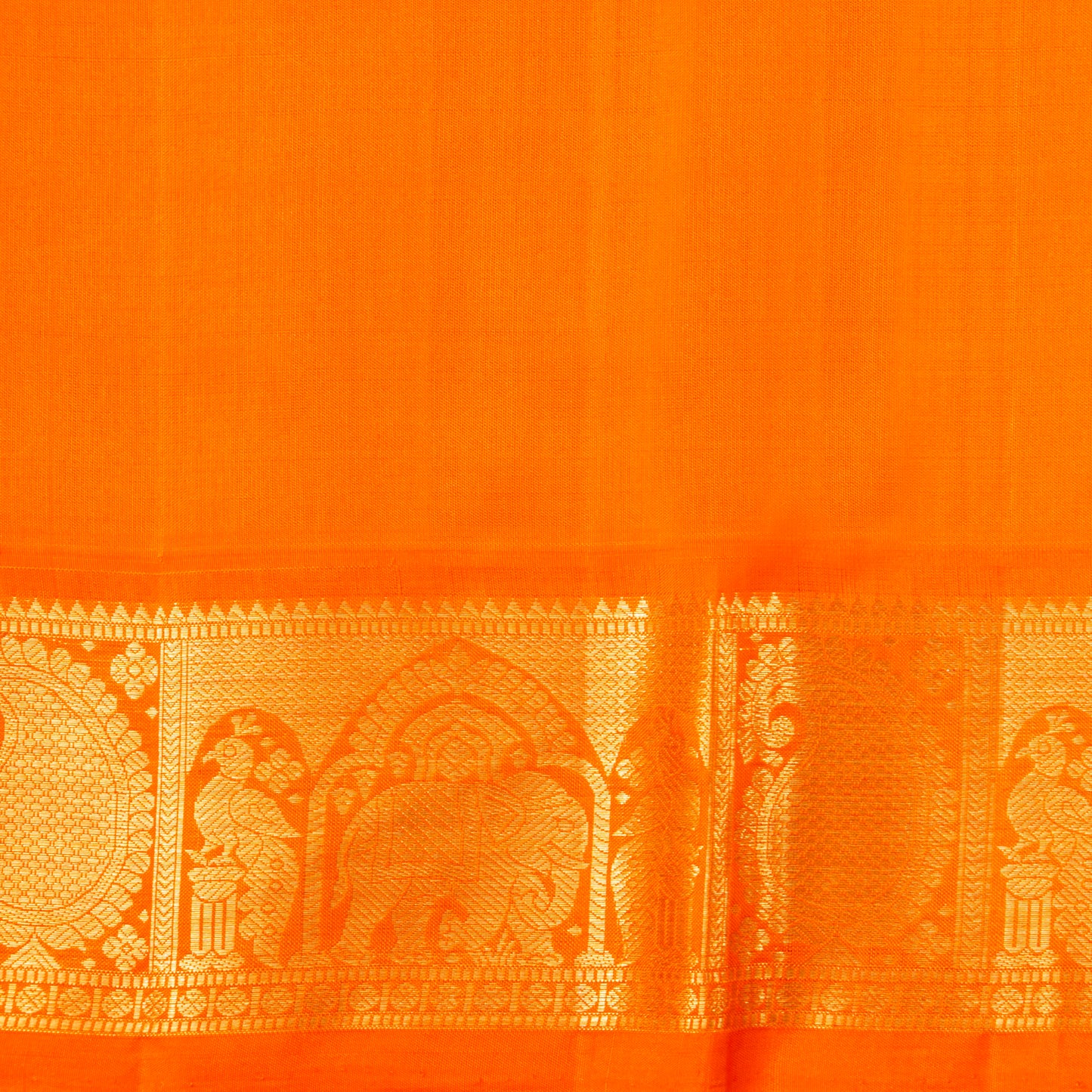 Blue And Orange Kanchipuram Silk Saree For Festive Wear PV NYC 1482 - Silk Sari - Panjavarnam PV NYC 1482