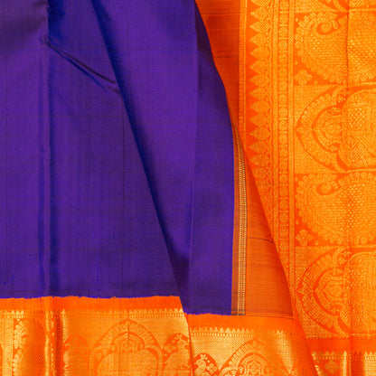 Blue And Orange Kanchipuram Silk Saree For Festive Wear PV NYC 1482 - Silk Sari - Panjavarnam PV NYC 1482