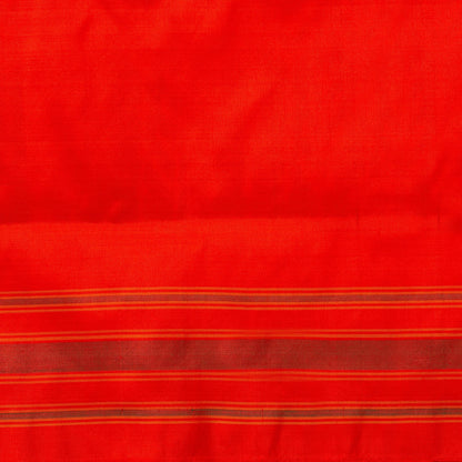 Blue And Orange Pochampally Silk Saree With Red Border Ikkat Handwoven Pure Silk For Office Wear PIK SIV 101 - Pochampally Silk - Panjavarnam PIK SIV 101