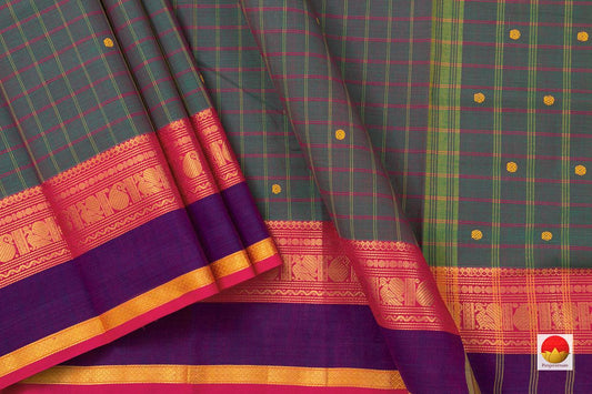Blue And Pink Chettinad Cotton Saree For Casual Wear PV SK CC 116 - Cotton Saree - Panjavarnam