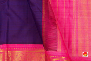 Blue And Pink Kanchipuram Silk Saree Handwoven Pure Silk Pure Zari For Festive Wear PV J 3157 - Silk Sari - Panjavarnam PV J 3157