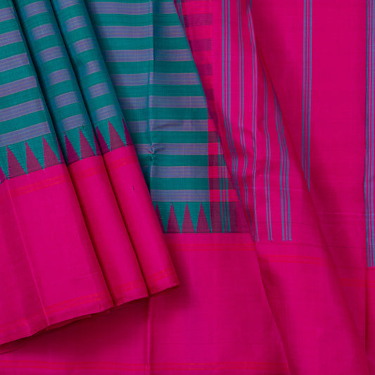 Blue And Pink Kanchipuram Silk Saree With No Zari For Office Wear PV RM NZ 480 - Silk Sari - Panjavarnam PV RM NZ 480
