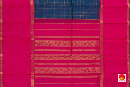 Blue And Pink Zari Checks Kanchipuram Silk Saree Handwoven Pure Silk Pure Zari For Wedding Wear PV NYC 594 - Silk Sari - Panjavarnam