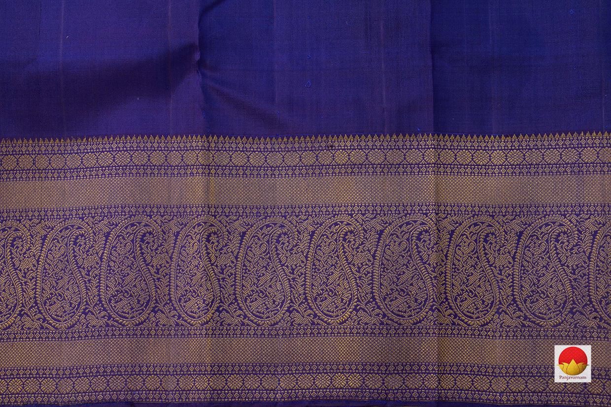 Blue And Purple Double Shade Kanchipuram Silk Saree With Chakram And Annam Motifs Handwoven Pure Silk Pure Zari For Wedding Wear PV NYC 901 - Silk Sari - Panjavarnam