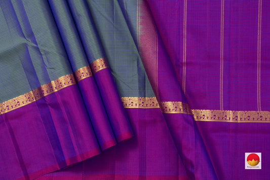 Blue And Purple Kanchipuram Silk Saree Handwoven Pure Silk Light Weight With Medium Border - PV KNN 152 - Silk Sari - Panjavarnam