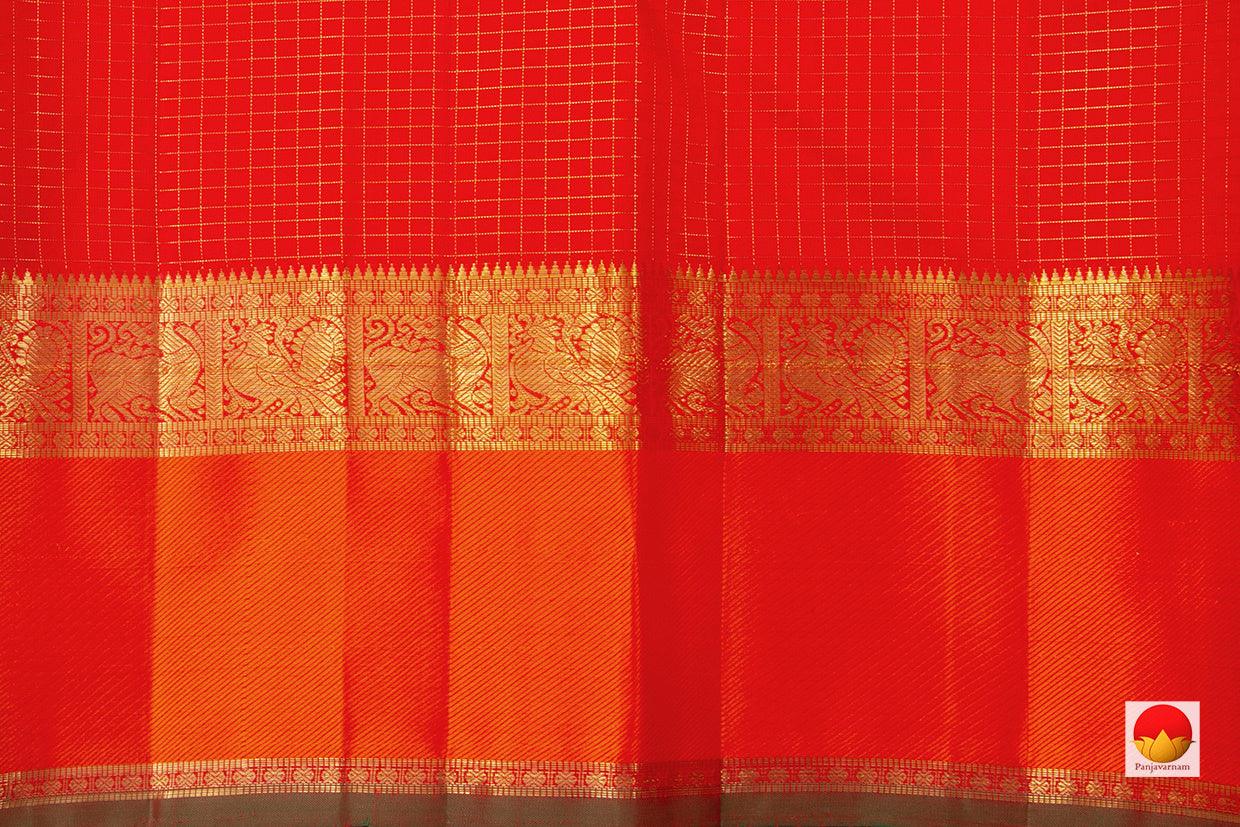 Blue And Red Kanchipuram Silk Saree Handwoven Pure Silk Pure Zari For Festive Wear PV GTA 85 - Silk Sari - Panjavarnam PV GTA 85