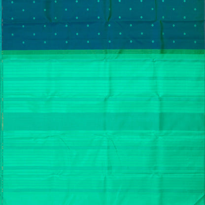 Blue And Sea Green Kanchipuram Borderless Silk Saree For Festive Wear PV NYC 1289 - Silk Sari - Panjavarnam PV NYC 1289