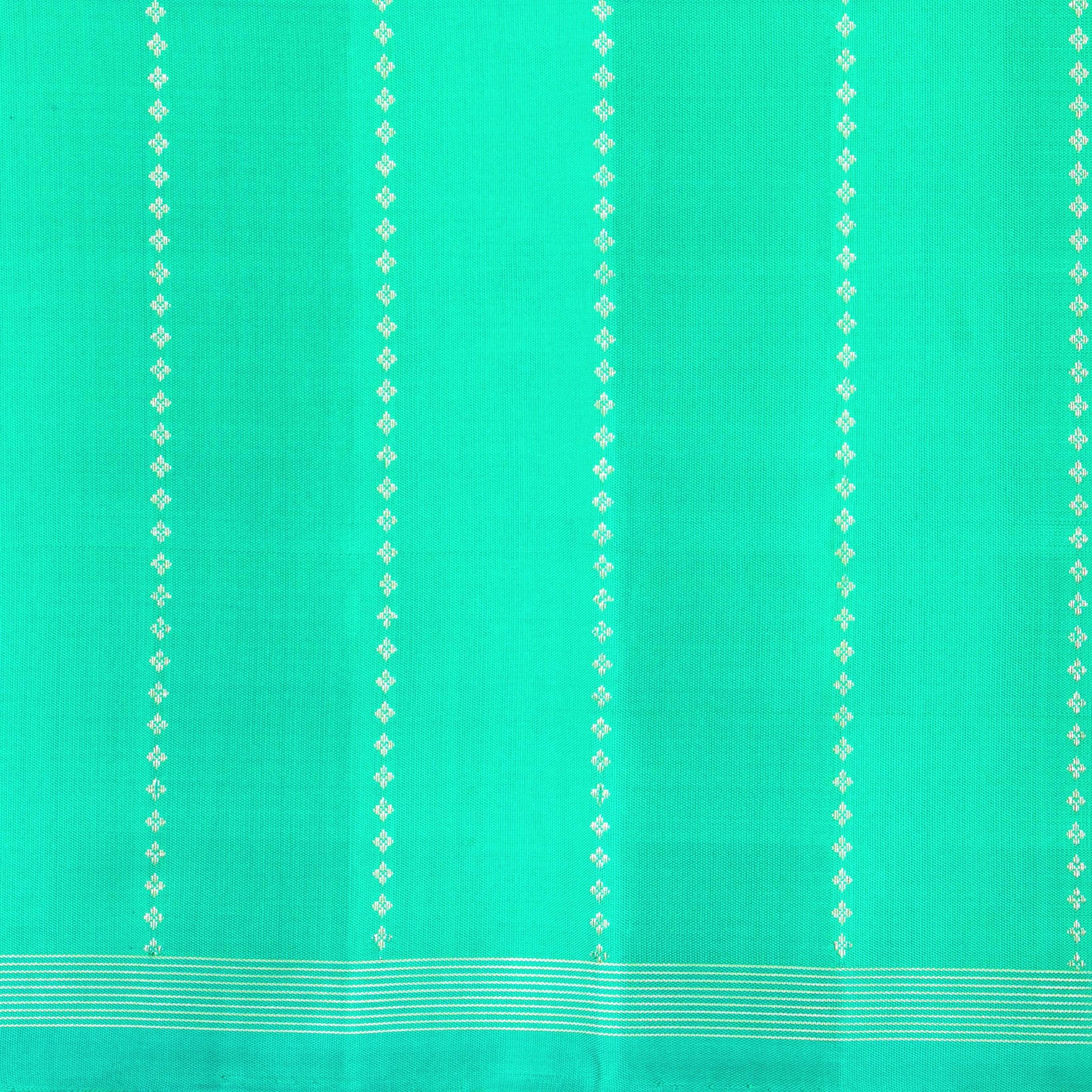 Blue And Sea Green Kanchipuram Silk Saree Borderless Handwoven Pure Silk For Festive Wear PV NYC 1198 - Silk Sari - Panjavarnam PV NYC 1198