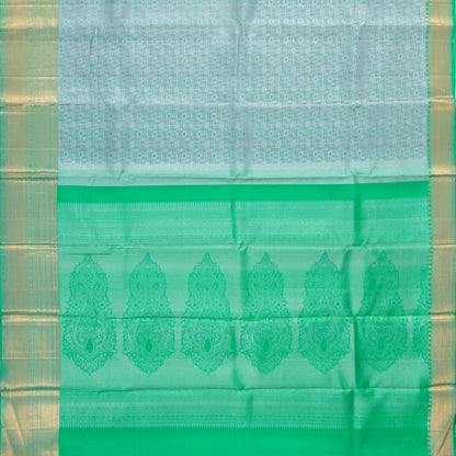 Blue And Sea Green Kanchipuram Silk Saree With Medium Border Handwoven Pure Silk For Wedding Wear PV NYC 1234 - Silk Sari - Panjavarnam PV NYC 1234