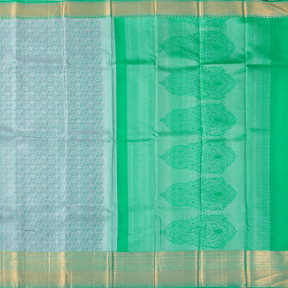 Blue And Sea Green Kanchipuram Silk Saree With Medium Border Handwoven Pure Silk For Wedding Wear PV NYC 1234 - Silk Sari - Panjavarnam PV NYC 1234