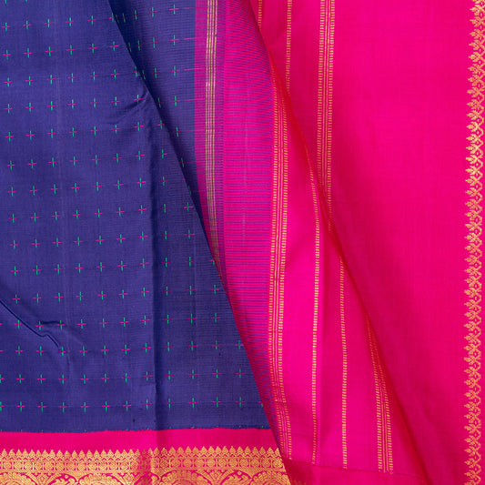 Blue Ganga Jamuna Border Kanchipuram Silk Saree For Festive Wear PV NYC 1471 - Silk Sari - Panjavarnam PV NYC 1471