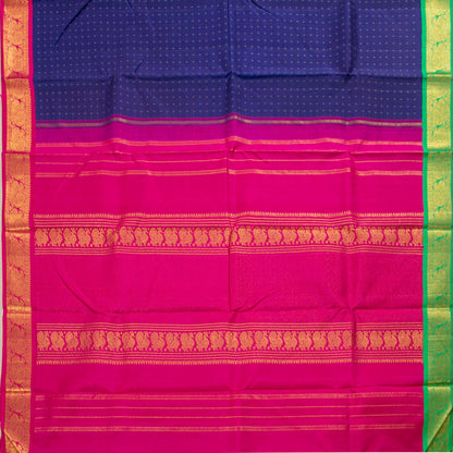 Blue Ganga Jamuna Border Kanchipuram Silk Saree For Festive Wear PV NYC 1471 - Silk Sari - Panjavarnam PV NYC 1471