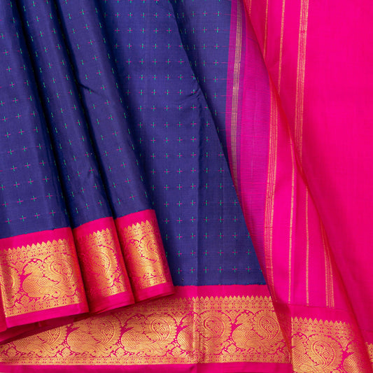 Blue Ganga Jamuna Border Kanchipuram Silk Saree For Festive Wear PV NYC 1471 - Silk Sari - Panjavarnam PV NYC 1471