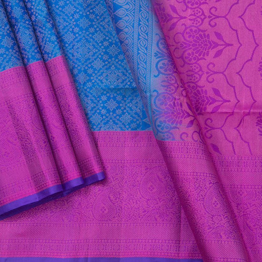 Blue Jacquard Handwoven Soft Silk Saree Pure Silk For Festive Wear PV RSP 139 - Silk Sari - Panjavarnam PV RSP 139