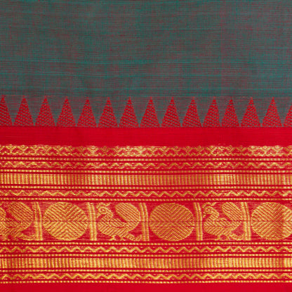 Blue Kanchi Cotton Saree Ganga Jamuna Border PV MM KC 191 - Cotton Saree - Panjavarnam PV MM KC 191