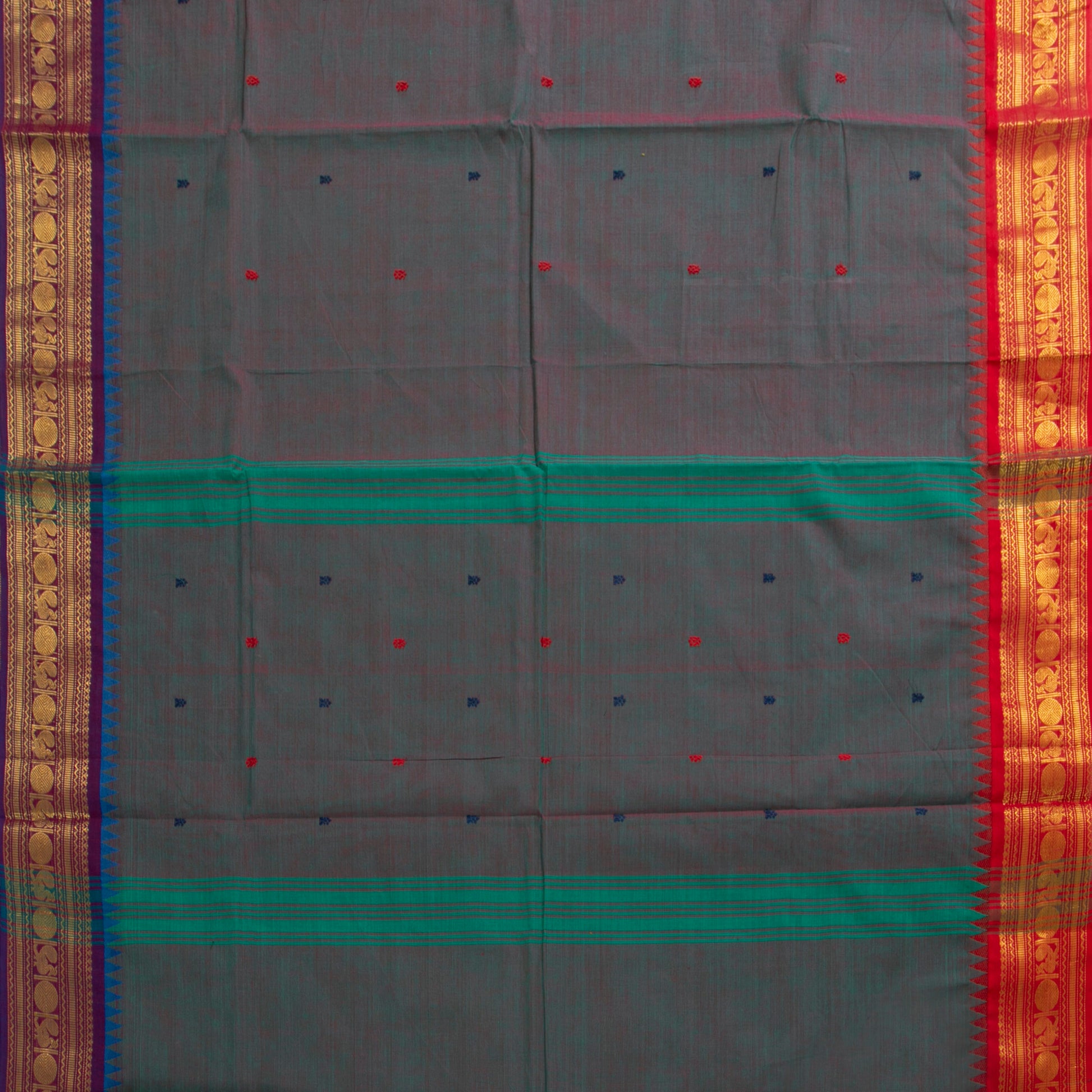 Blue Kanchi Cotton Saree Ganga Jamuna Border PV MM KC 191 - Cotton Saree - Panjavarnam PV MM KC 191
