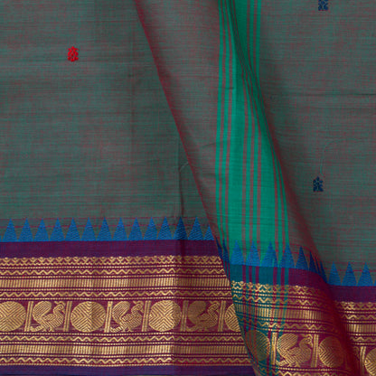 Blue Kanchi Cotton Saree Ganga Jamuna Border PV MM KC 191 - Cotton Saree - Panjavarnam PV MM KC 191