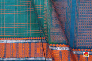 Blue Kanchi Silk Cotton Saree With Silk Thread Work Handwoven For Office Wear PV KSC 1210 - Silk Cotton - Panjavarnam PV KSC 1210