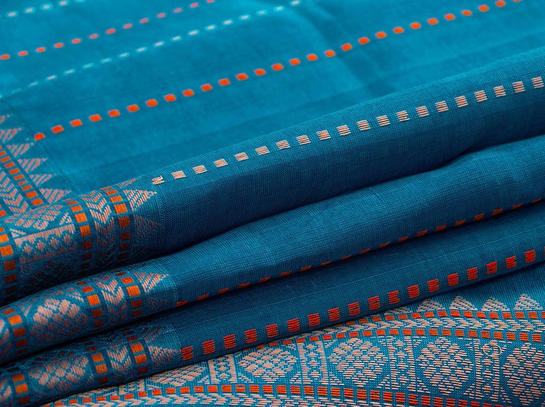 Blue Kanchi Silkcotton Saree For Office Wear PV KSC 1231 - Silk Cotton - Panjavarnam PV KSC 1231