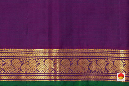 Blue Kanchipuram Silk Saree Handwoven Pure Silk And Pure Zari Light Weight With Short Border - PV J 7621 - Silk Sari - Panjavarnam