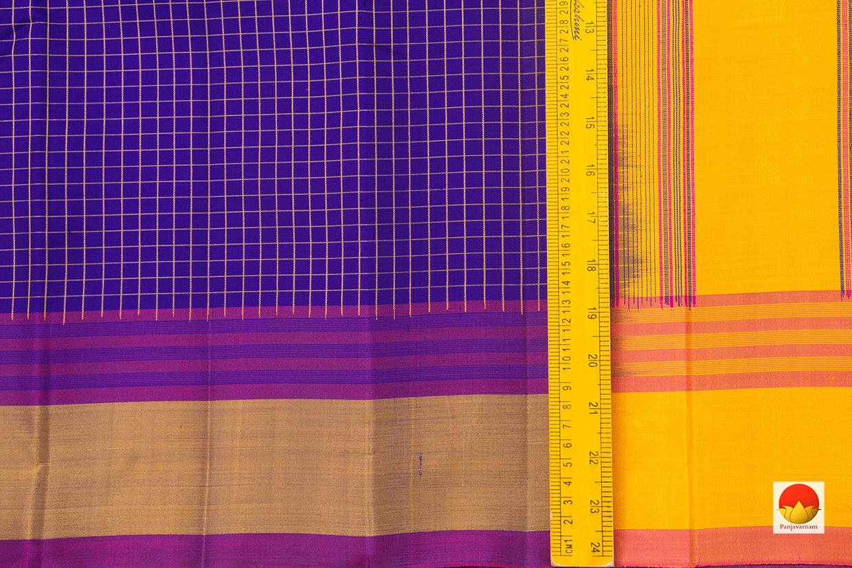 Blue Kanchipuram Silk Saree Handwoven Pure Silk Light Weight With Medium Border Office Wear PV KNN 167 - Silk Sari - Panjavarnam PV KNN 167