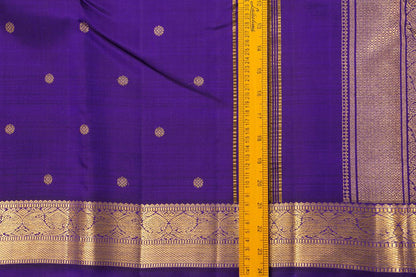 Blue Kanchipuram Silk Saree With Kamalam Motifs And Small Border Handwoven Pure Silk For Wedding Wear PV NYC 1085 - Silk Sari - Panjavarnam PV NYC 1085