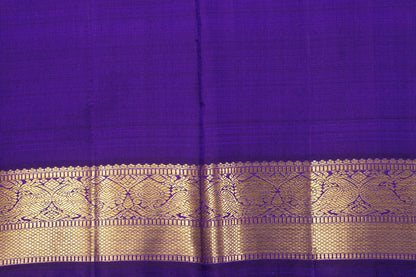 Blue Kanchipuram Silk Saree With Kamalam Motifs And Small Border Handwoven Pure Silk For Wedding Wear PV NYC 1085 - Silk Sari - Panjavarnam PV NYC 1085