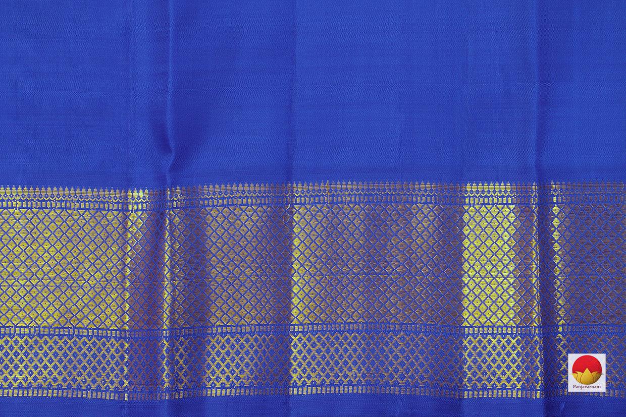 Blue Kanchipuram Silk Saree With Medium Border Handwoven Pure Silk For Wedding Wear PV NYC 1049 - Silk Sari - Panjavarnam