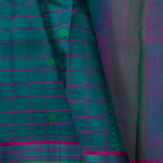 Blue Kanchipuram Silk Saree With No Zari For Office Wear PV RM NZ 465 - Silk Sari - Panjavarnam PV RM NZ 465