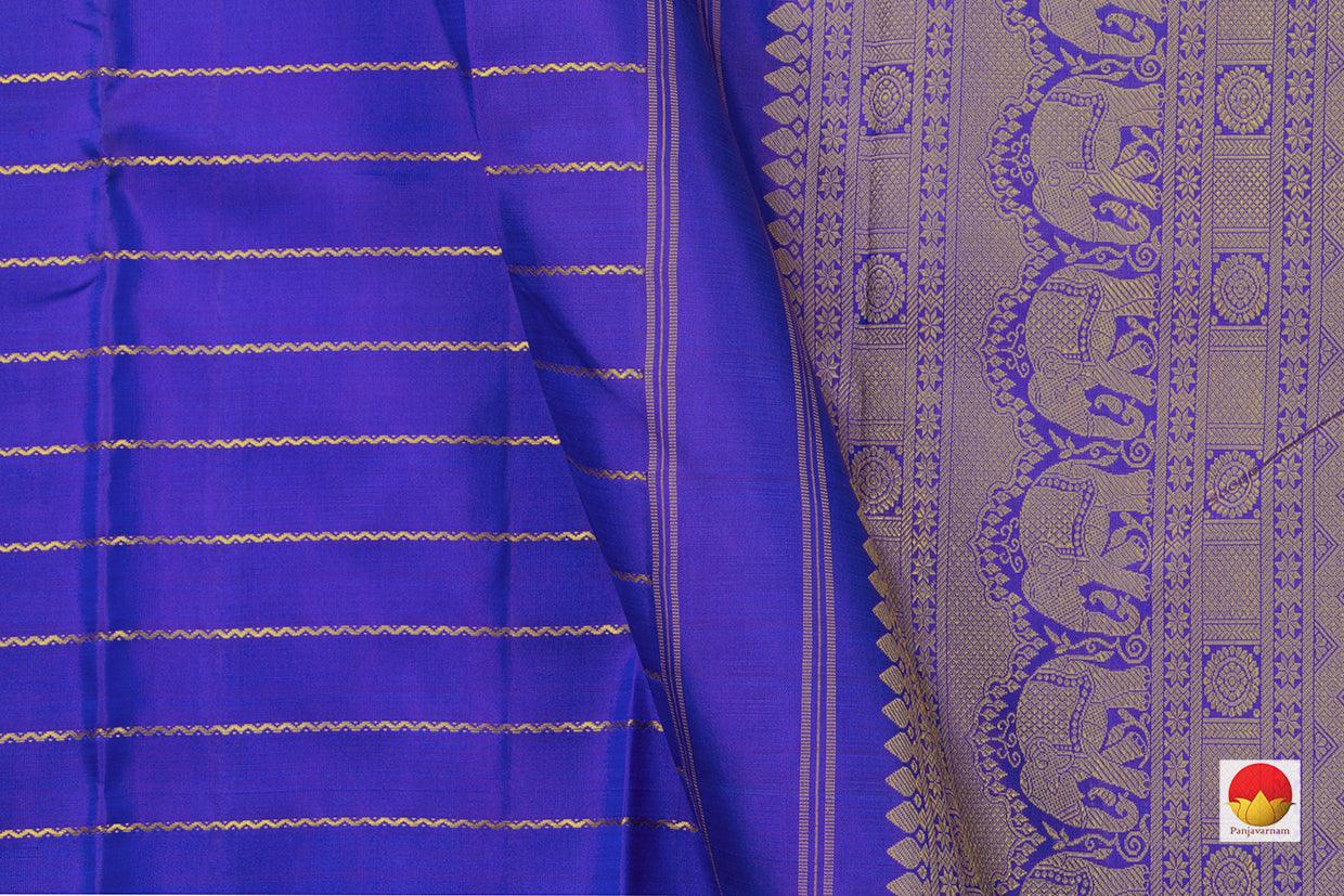 Blue Kanchipuram Silk Saree With Small Border Handwoven Pure Silk For Wedding Wear PV NYC 1022 - Silk Sari - Panjavarnam