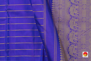 Blue Kanchipuram Silk Saree With Small Border Handwoven Pure Silk For Wedding Wear PV NYC 1022 - Silk Sari - Panjavarnam PV NYC 1022