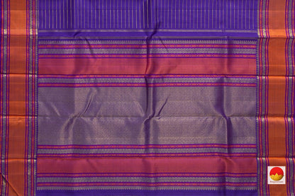 Blue Kanchipuram Silk Saree With Veldhari Stripes And Silk Thread Border Handwoven Pure Silk Pure Zari For Weddings PV NYC 985 - Silk Sari - Panjavarnam PV NYC 985