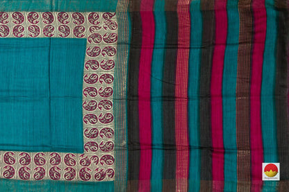 Blue Pure Tussar Silk Saree Handwoven PT 727 - Tussar Silk - Panjavarnam PT 727