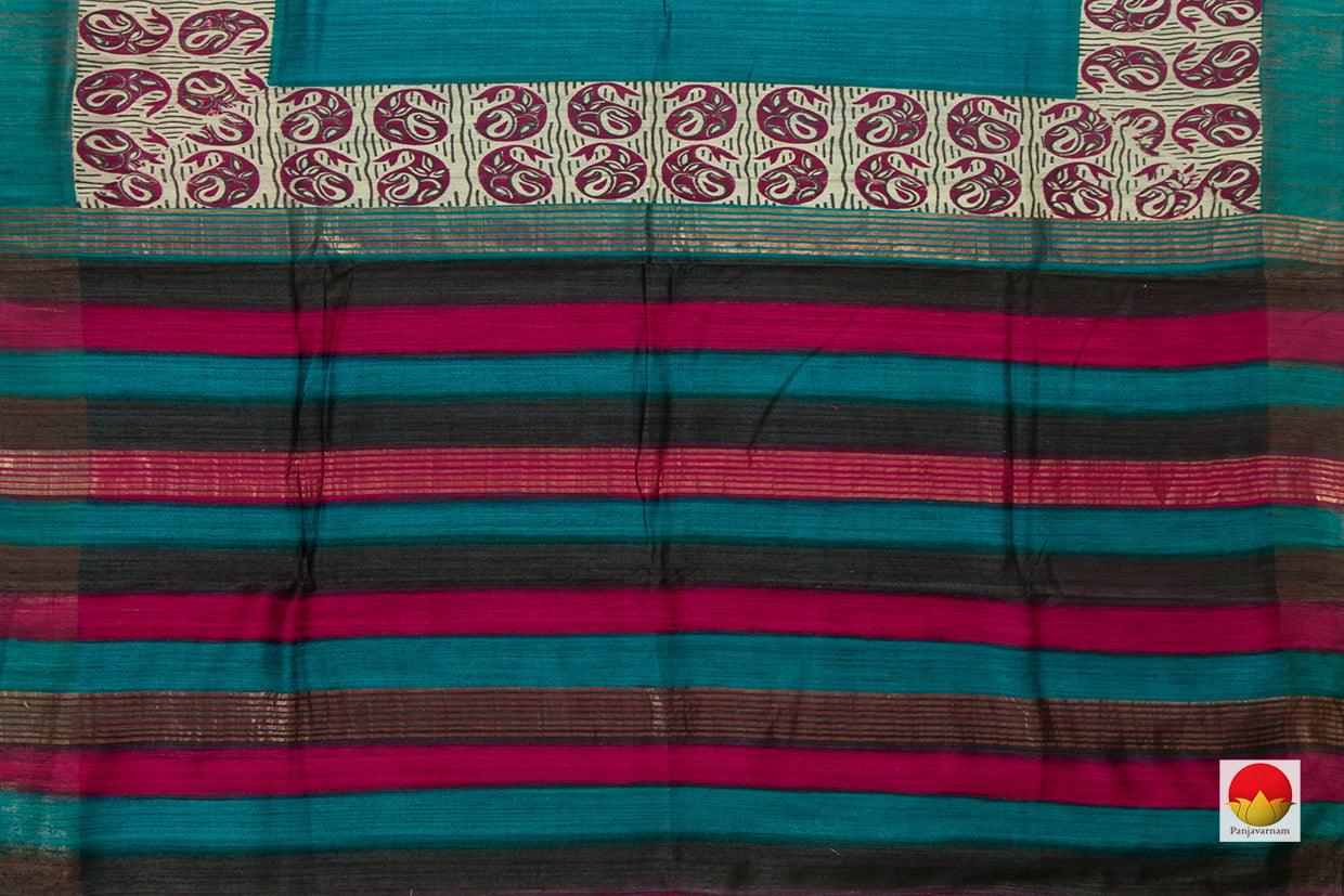 Blue Pure Tussar Silk Saree Handwoven PT 727 - Tussar Silk - Panjavarnam PT 727