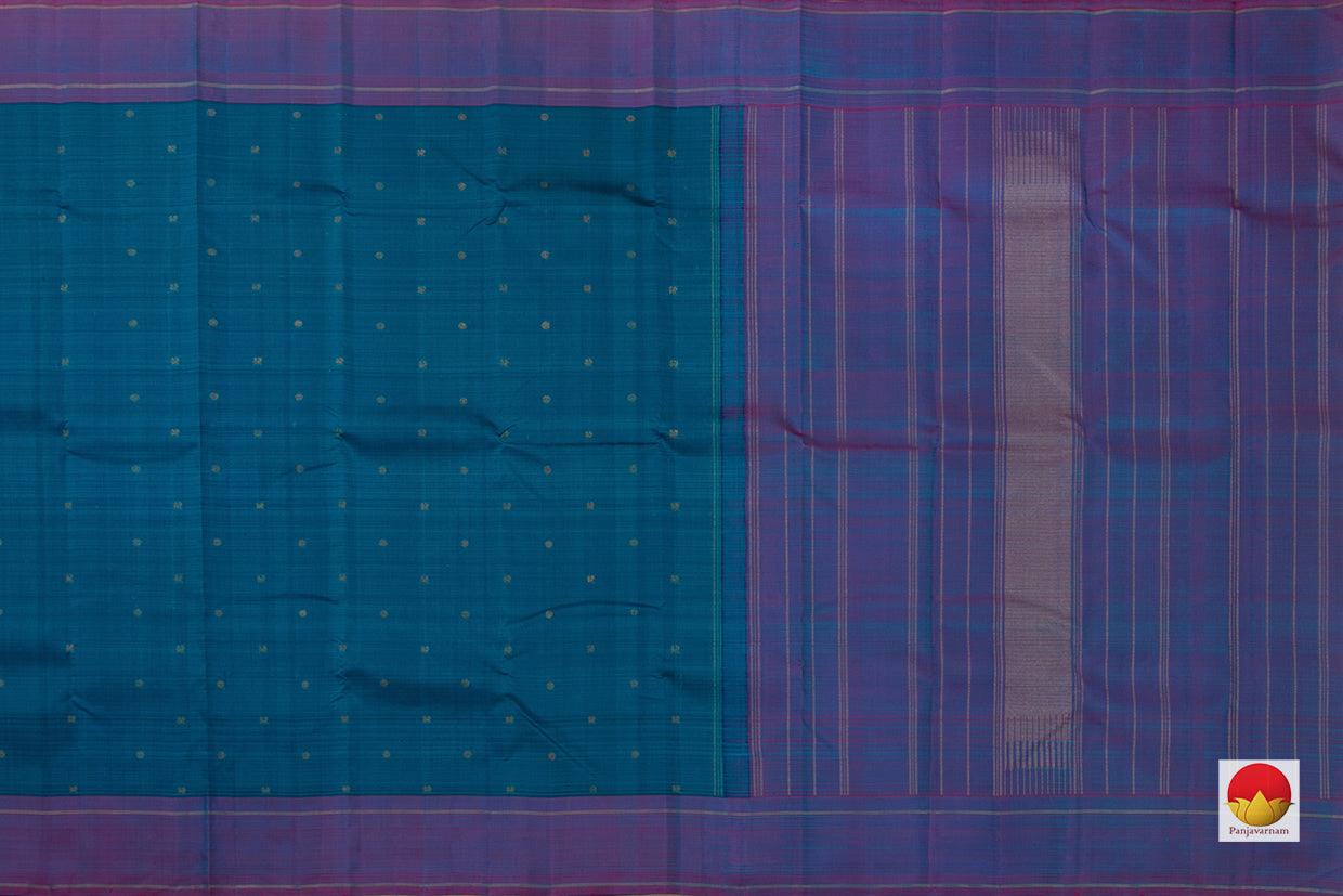Blue Zari Butta Kanchipuram Silk Saree Handwoven Pure Silk Pure Zari For Festive Wear PV GTA 83 - Silk Sari - Panjavarnam