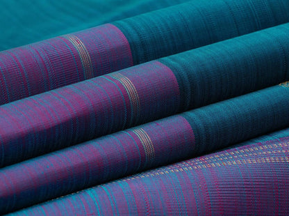 Blue Zari Butta Kanchipuram Silk Saree Handwoven Pure Silk Pure Zari For Festive Wear PV GTA 83 - Silk Sari - Panjavarnam